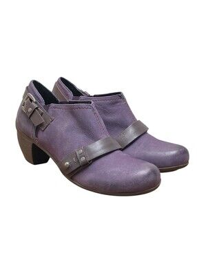 OTBT El Reno Purple Leather Bootie Shootie Distressed Heeled Women Size 9